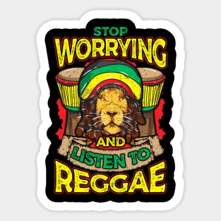 Stop Worrying And Listen To Reggae Rastafari Lion Sticker